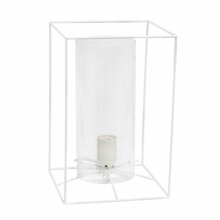 ELEGANT GARDEN DESIGN Elegant Designs Large Exposed Glass and Metal  Table Lamp, White/Clear LT2070-WHT